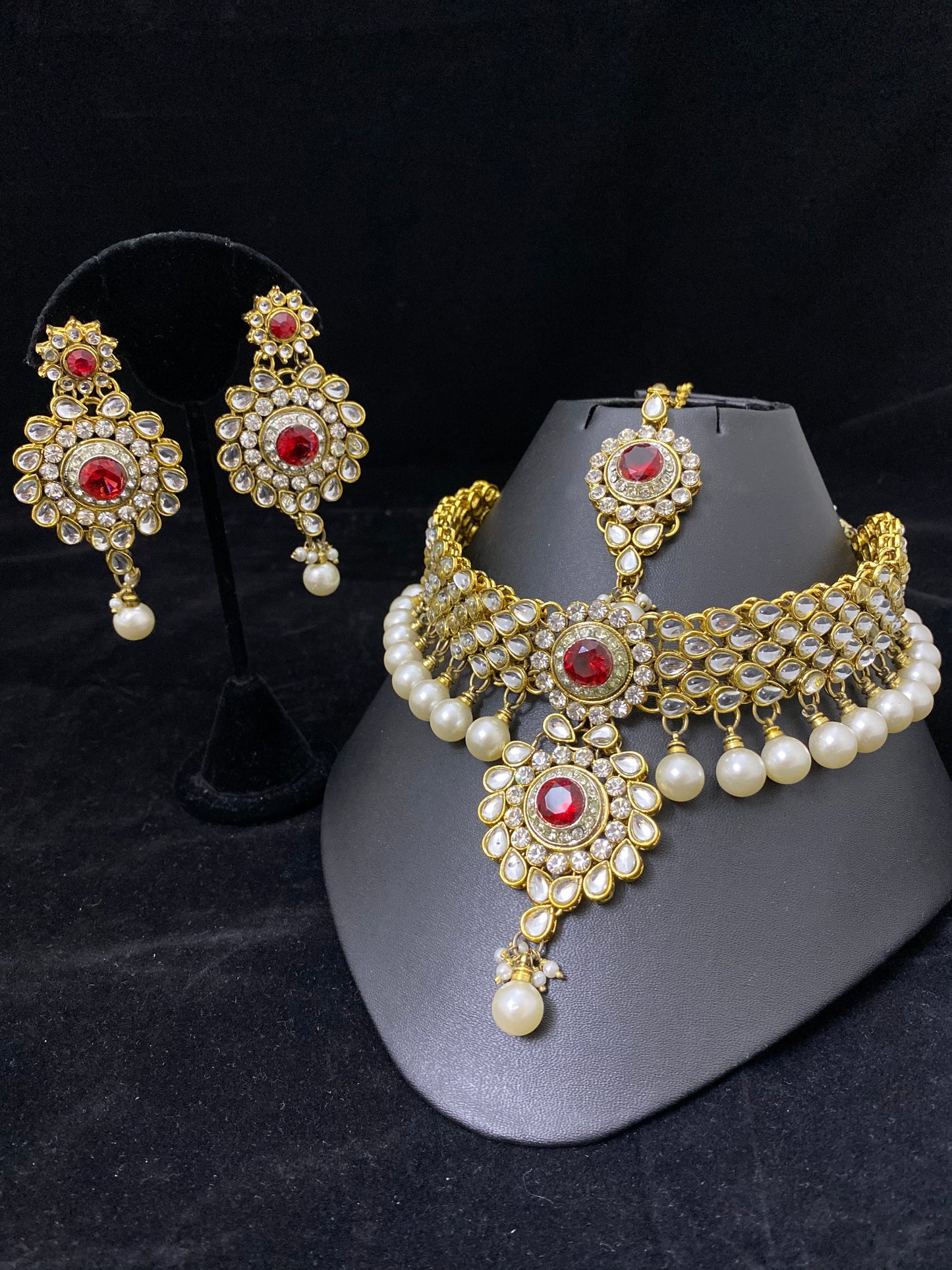 Red Choker with Pearls