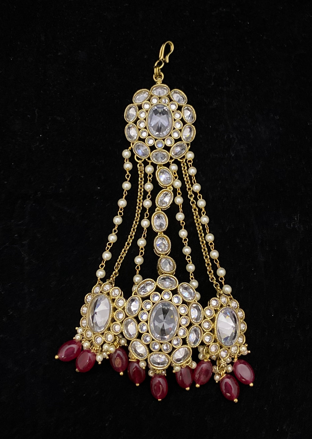 Maroon Beads Jhumar/Paasa