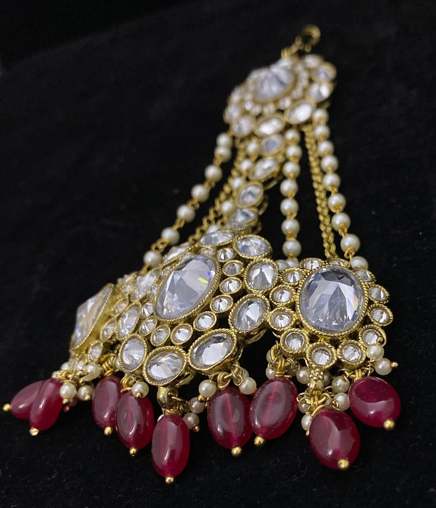 Maroon Beads Jhumar/Paasa