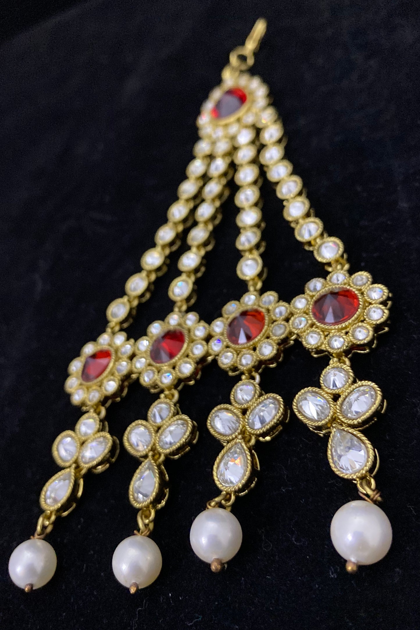 Maroon Stone Polki Kundan Jhumar/Paasa
