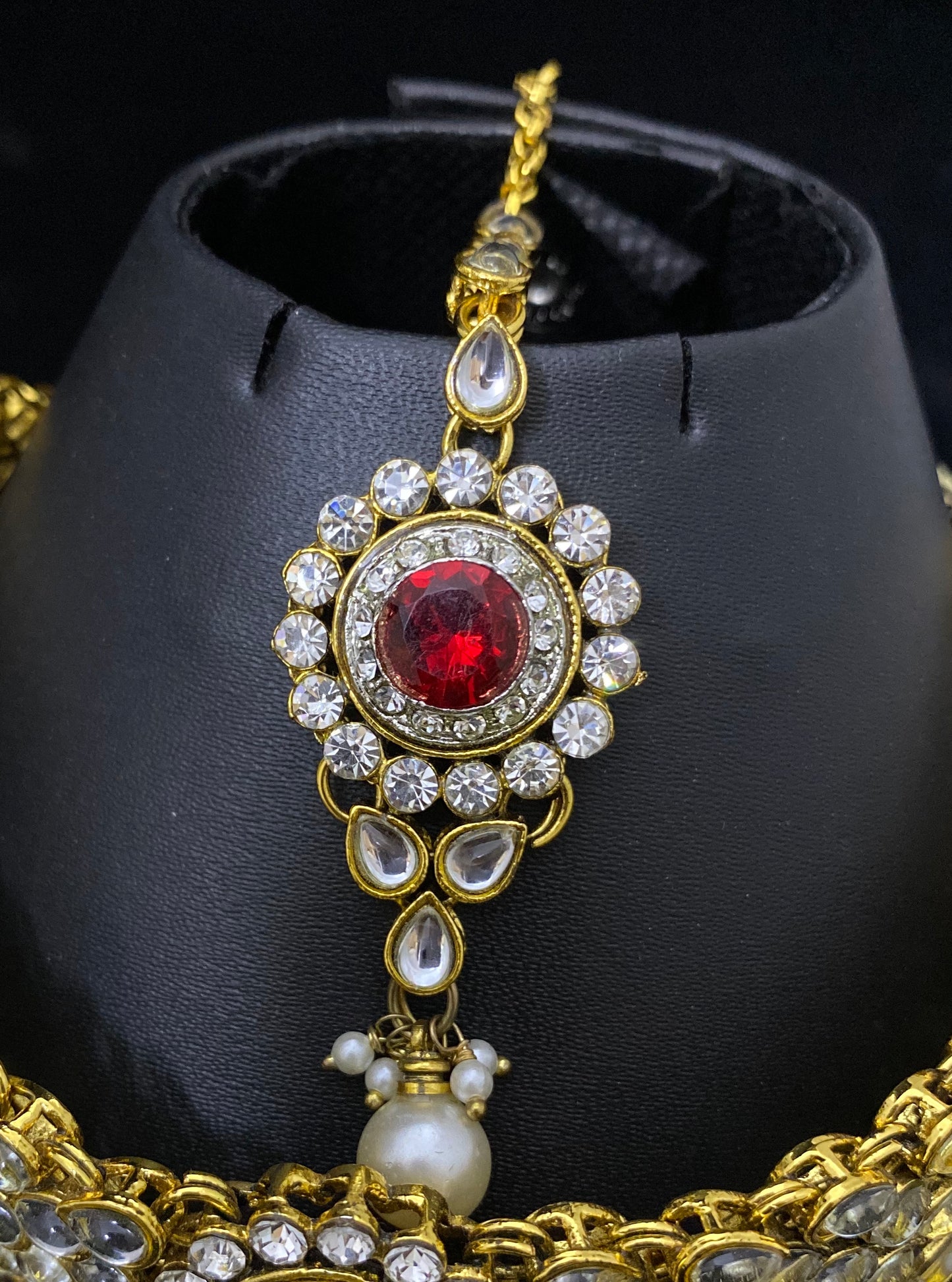 Red Choker with Pearls