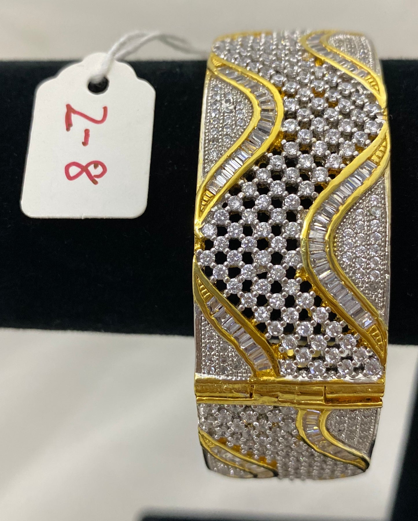 Silver Lock Baguette Curve Kada Size 2.8