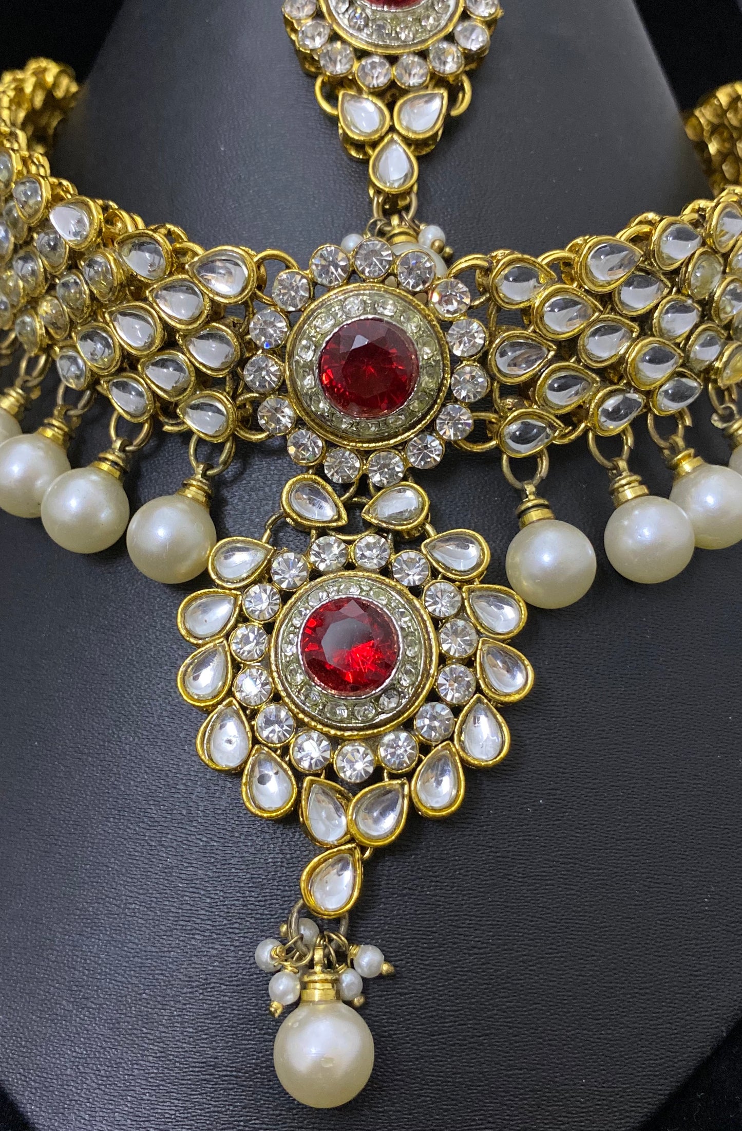 Red Choker with Pearls