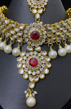 Load image into Gallery viewer, Red Choker with Pearls
