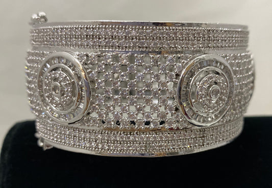 Silver Lock Kada with Baguette Size 2.8