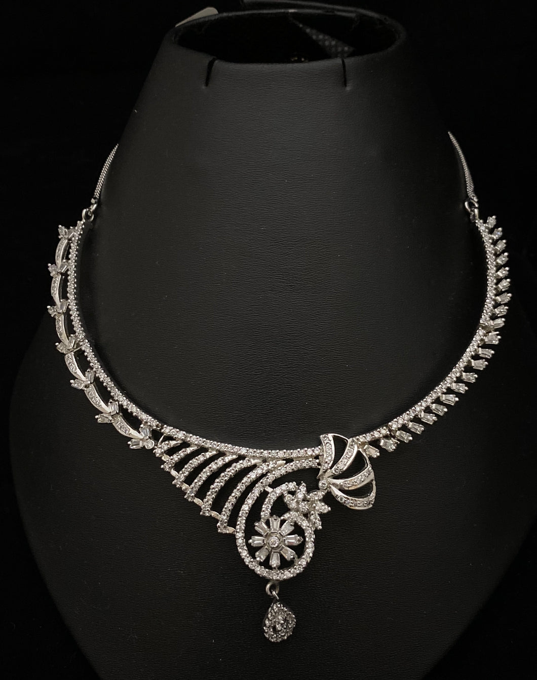 Silver Necklace with Baguette