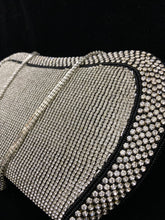 Load image into Gallery viewer, Evening Clutches(Purse) Black Beads, Silver Stones, with Unique Shape

