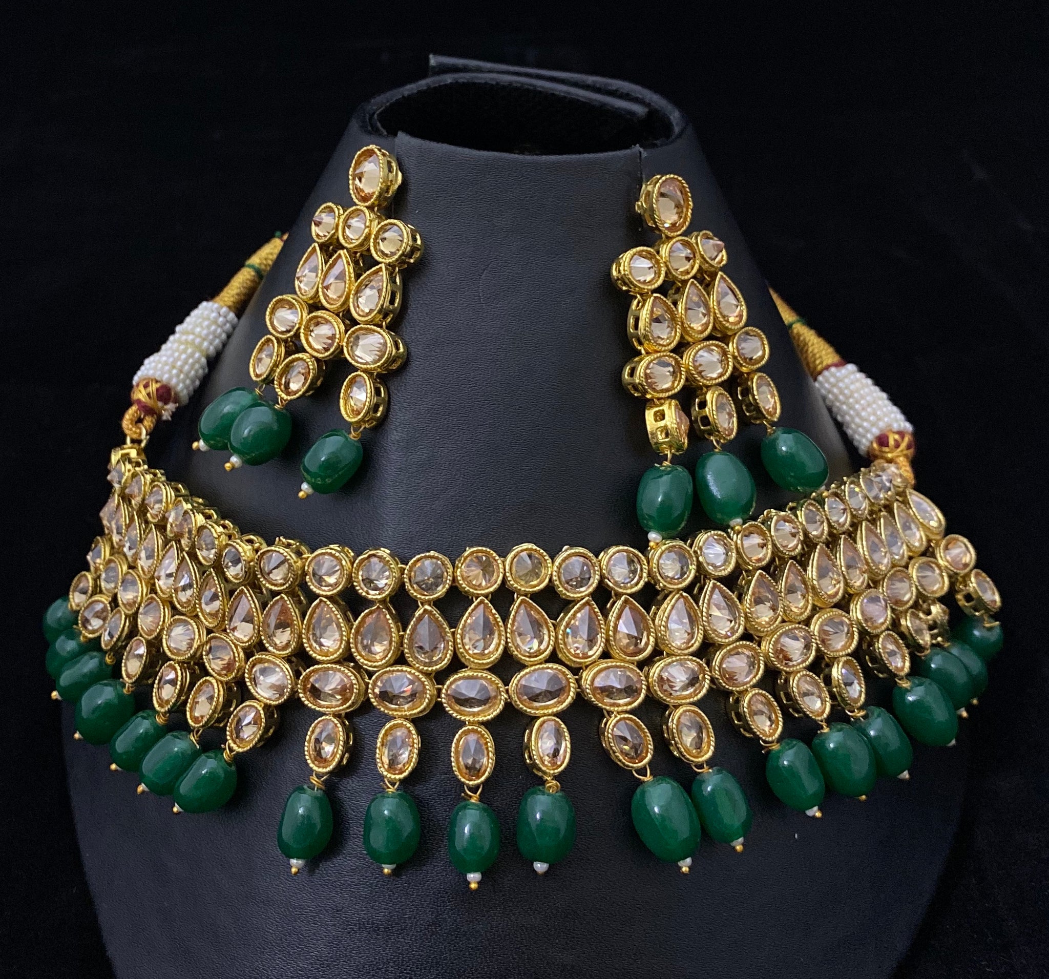 Green Kundan Necklace Set – Dazzle Up