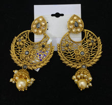 Load image into Gallery viewer, Gold Polki Chandbali Jhumka Earrings
