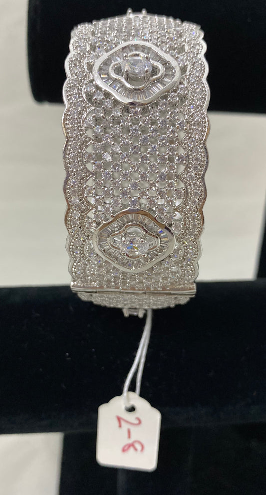 Silver Lock Kada with Baguette Size 2.8