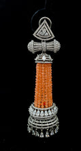Load image into Gallery viewer, Black Finish Peach/Lavender Hydro Bead Jhumka
